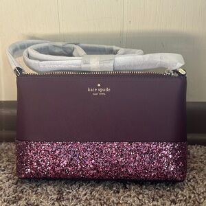 Kate Spade Purple and Pink Glitter Crossbody Bag and Slim card holder
